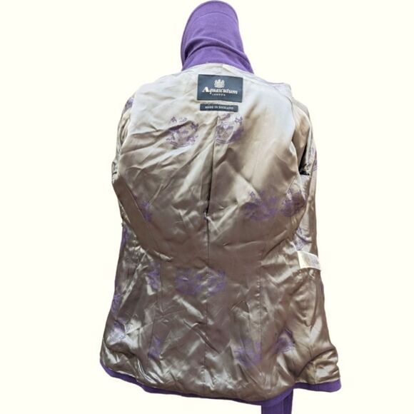 Aquascutum London Women's Wool Purple Peplum Buttoned Coat with Belt Size 6 Reg - Picture 7 of 10